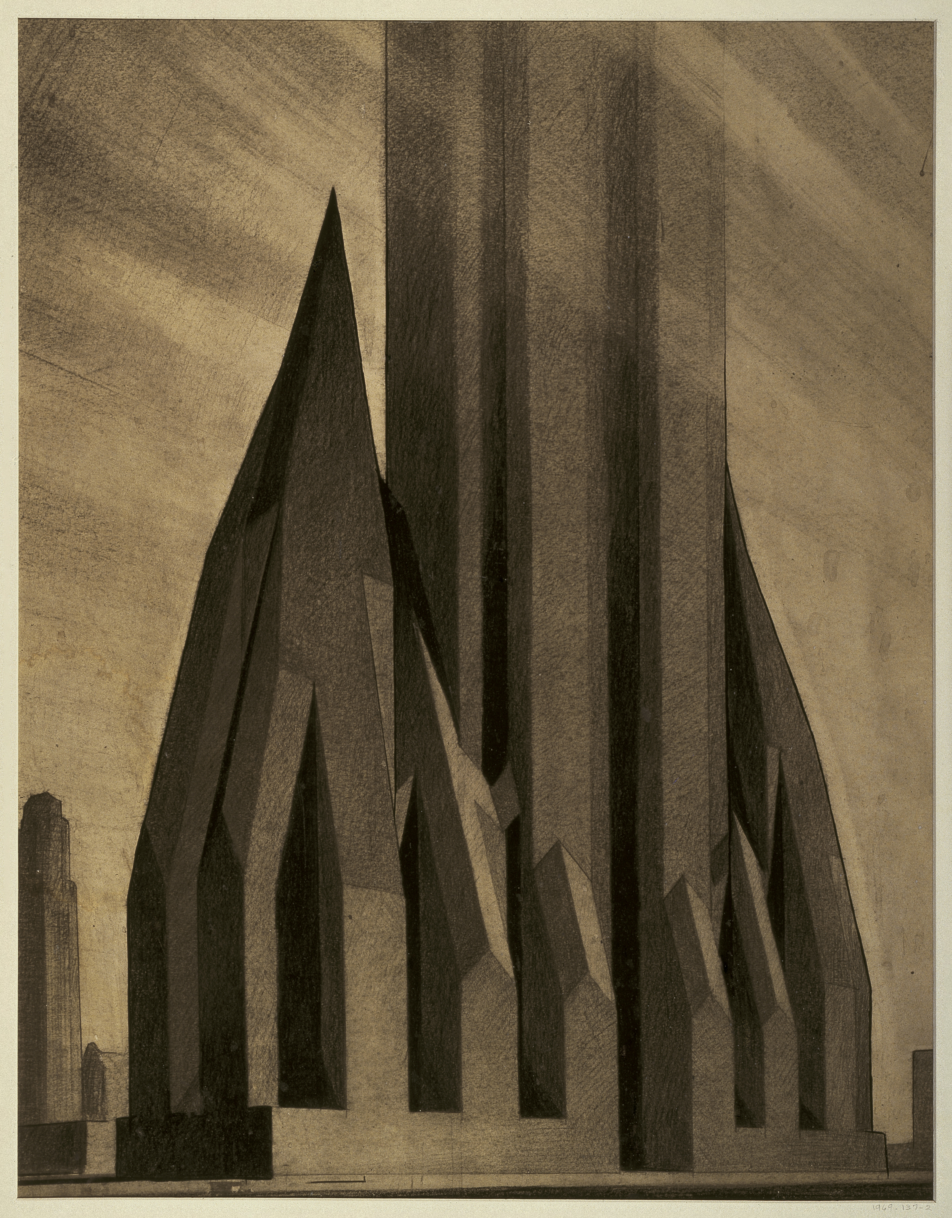 Study for Maximum Mass Permitted by the 1916 New York Zoning Law, Stage 2 by Hugh Ferriss